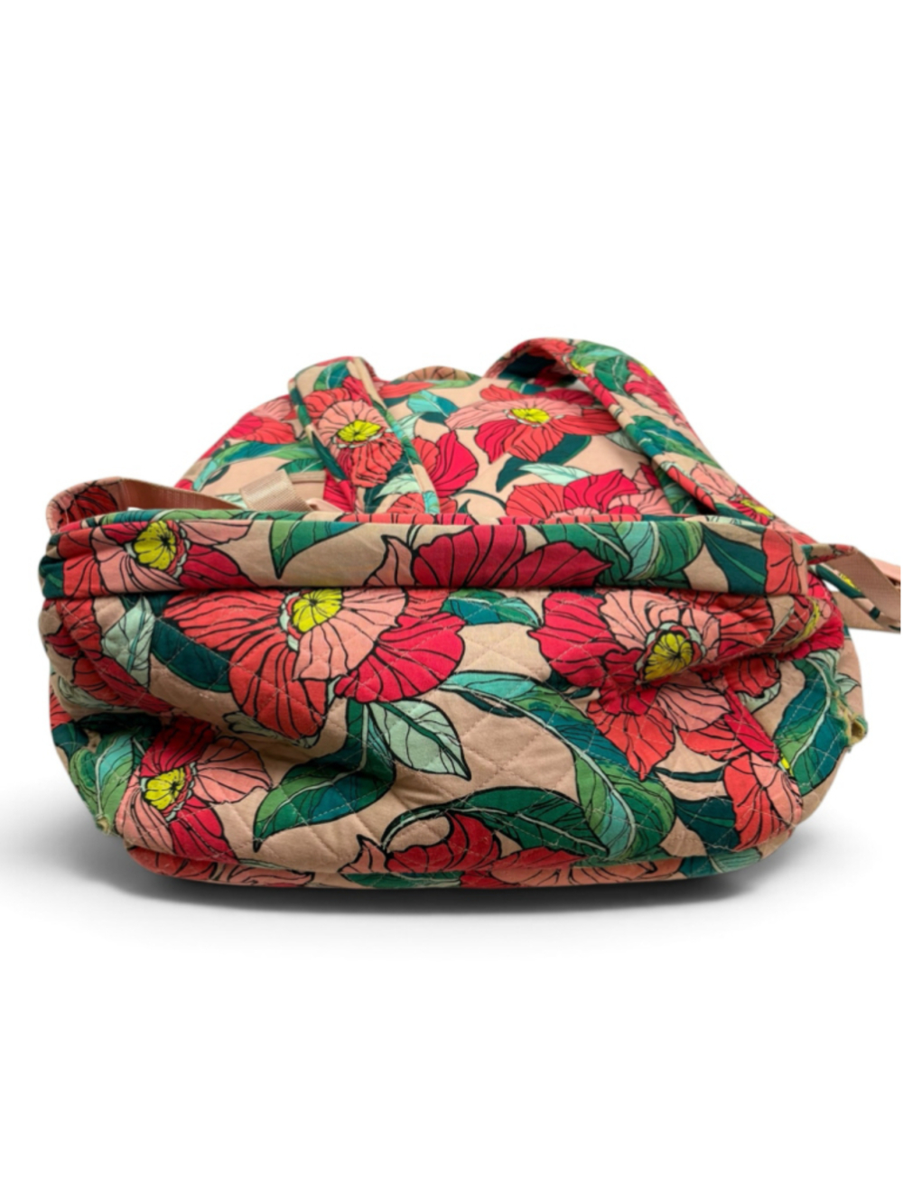 Vera Bradley Vintage Floral Quilted Campus Backpack Pink Green - Picture 5 of 16